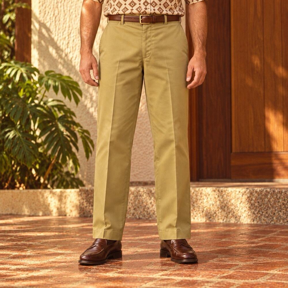 Vintage Sears Perma Prest Koratron Pants Mens 38x28 Golden Khaki Ivy Preppy